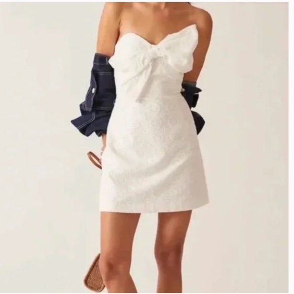 Hutch Eyelet Bow Tie Hipster Lace Romantic Party Elegant Chic Glam Mini Dress - Picture 6 of 9